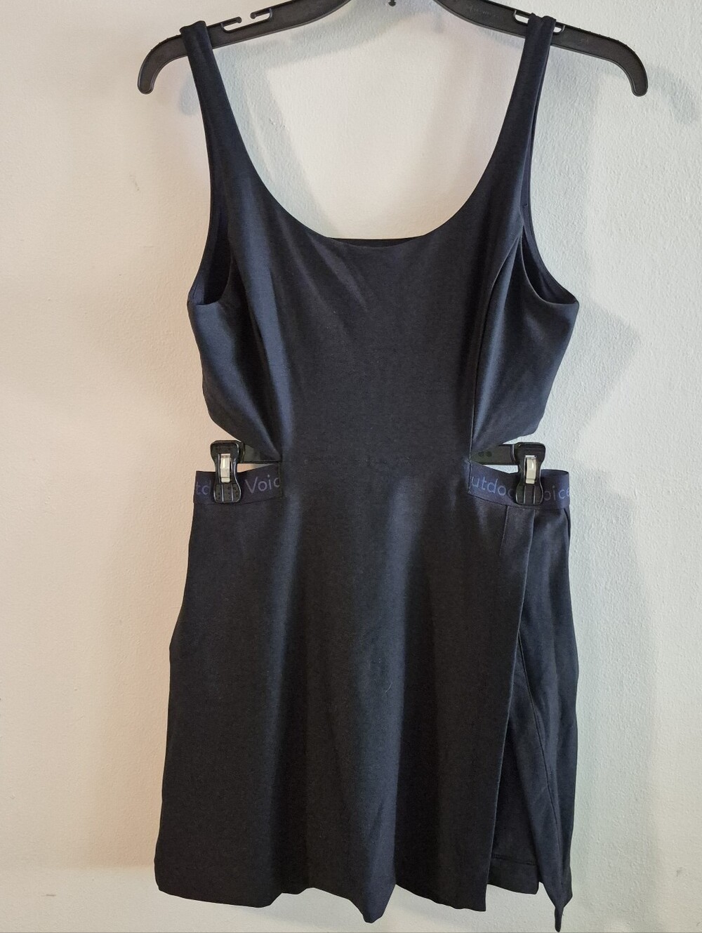 M) Outdoor Voices Court Black W/ Blue Logo Cutout Built In Shorts Dress
